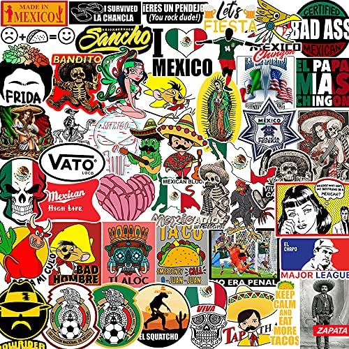 100pcs adesivos mexicanos hardhat, adesivos engraçados de caixa de ferramentas de vinil mexico, design de chicana para lapto de capuz para capacete garrafa de água, decalques patrióticos do orgulho do México para homens adultos de ferro -linear