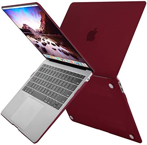 Mosis compatível com MacBook Air 13 polegadas Caso 2018-2020 RLEASE A2337 M1 A2179 A1932, Casca dura de plástico e bolsa de neoprene com capa pequena e teclado, Marsala Red & Wine Red