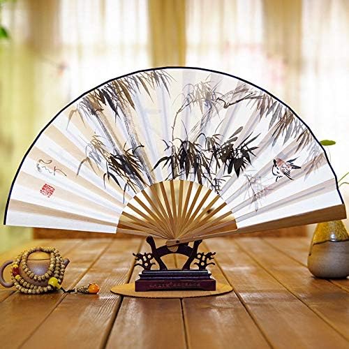 Ventilador dobrável do lyzgf, ventilador de mão dobrável chinês vintage floral ventilador de mão fã dobrável com molduras de bambu