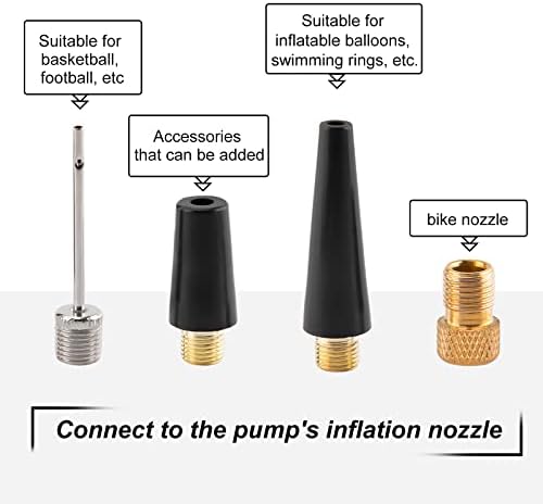 Kit de adaptador de inflação Savita 24 PCS, incluindo 2 adaptador de válvula de latão, agulhas de 6 da bomba de bola, 4 adaptador de