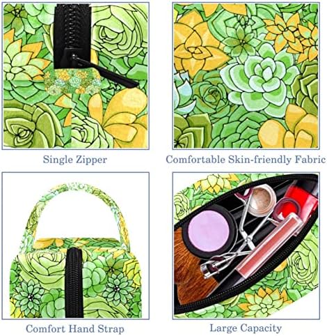 Sacos de cosméticos para mulheres, bolsas de bolsas de maquiagem de maquiagem de maquiagem Bolsa de maquiagem Girls, Flor Green amarelo