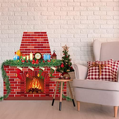 Decoração de Boletim de Boletim de Férias de Natal decoração de tijolos vermelhos Lareira de papelão de natal Boletim