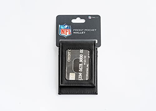 Rico Industries NFL Pittsburgh Steelers Premium a laser premium gravado em couro preto vegano Carteira de bolso dianteiro - Compacto e esbelto, mas resistente - Design - perfeito para mostrar seu orgulho ou presente de equipe