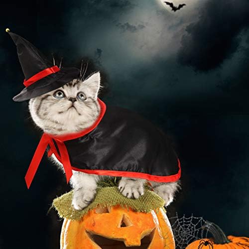 Frias 4 Peças Conjunto de figurinos de pet -pet de Halloween incluem capa de vampiro de gato preto de Halloween e figurinos