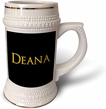 3drose Deana Nome da mulher comum na América. Amarelo em Black Charm - 22 onças de caneca