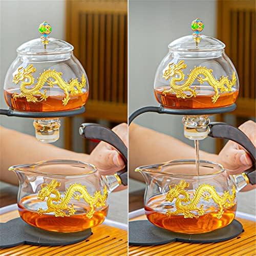 Conjunto de chá preguiçoso semi-automático de vidro criativo com xícaras de dragão de dragão de chá doméstico de bule de