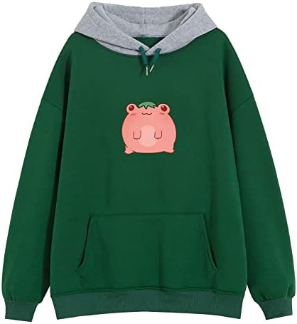 Hoodies impressos fofos femininos esportam blusas de pulôver casual tops de manga longa colar de gola de colar de colarinho