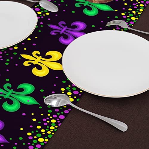 Mardi Gras Fleur de Lis Runner Carnaval Purple Verde Amarelo Mesa Corredores 90 polegadas de comprimento Para a mesa de jantar