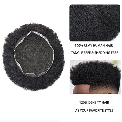 Toupee Afro para homens negros Sistemas de cabelo humano reais Toupee de renda suíça para homens negros de 8x10 polegadas unidades