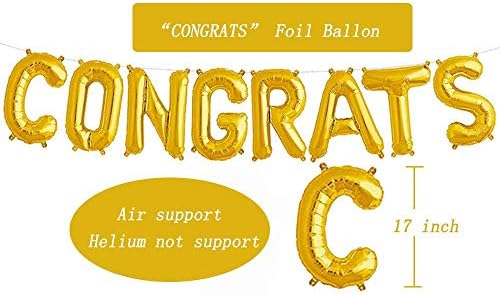 Tellpet 2023 Banner de graduação parabéns balões pela decoração de festas de formatura decoração, ouro