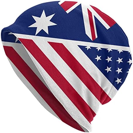 Kadeux American e Australian Flags Beanie Hat Unisex Warm Knit Slechy Beanie para homens e mulheres de respirabilidade Elasticity