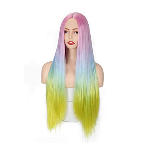 Peruca de arco -íris de folga de qitaqota por longa data, use perucas arco -íris para mulheres perucas de cor de cor macia de peruca