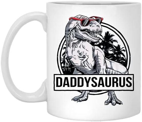 DatDesigns Daddy Caneca - Daddysaurus T -Rex Dadddy Saurus Dinosaur Dad Família Papa Copo Combinante para o Dia das Mães/Dia
