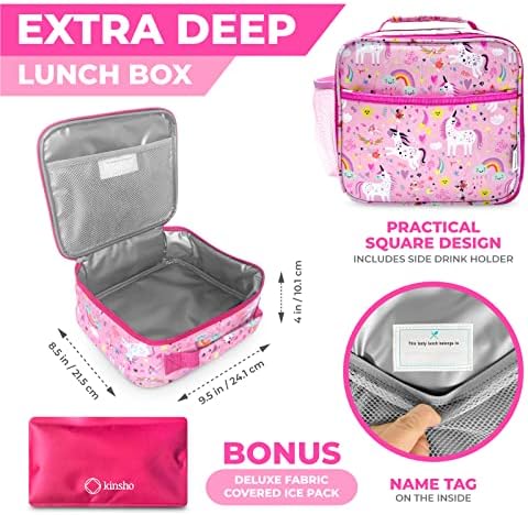 Pacote de 2x Bento Box for Kids, | Caixa de almoço para meninas pequenas meninas na escola ou creche | 3 compartimento + lancheira para meninas com pacote de gelo