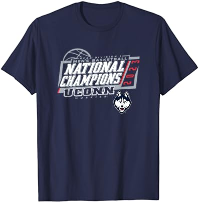Connecticut Huskies Campeões nacionais 2023 camiseta da marinha de basquete