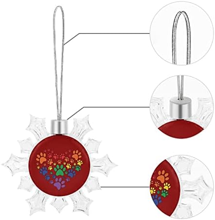 Arco -íris cão pata coração árvore de natal árvore de neve encanta ornamentos de floco de neve pendurados decorações
