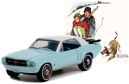 1967 Coupe Blue Light com top branco e trunk ski rack e esquis norman rockwell Series 4 1/64 Modelo Diecast Car By Greenlight 54060 D