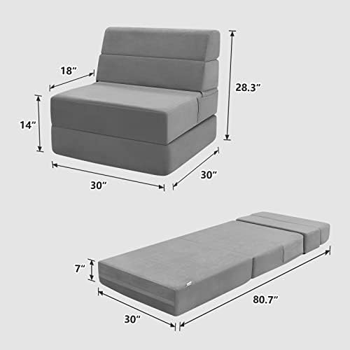 Meeti Sofá dobrável cama, sofá dobrável de espuma para economia de espaço, sofá de sofá conversível de quatro vezes, cama