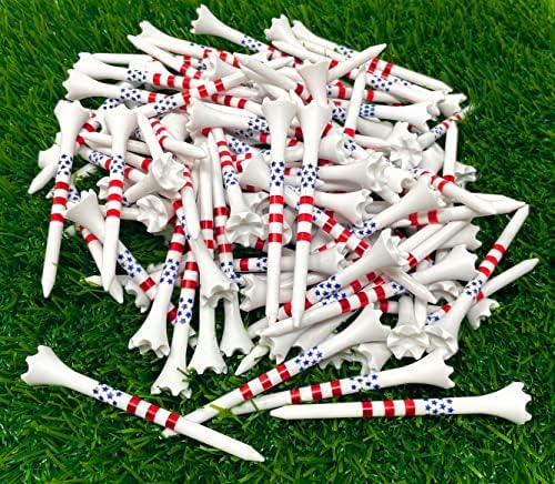 Northpointe 3 ¼ ”USA Stars and Stripes American Flag Golf Tees de plástico - 100 tees em granel - patriótico