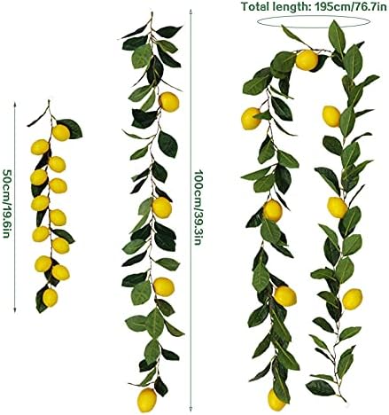 Manmaohe de 76,7 polegadas Garland artificial Garland Garland com limões amarelos de espuma Garland de frutas da primavera