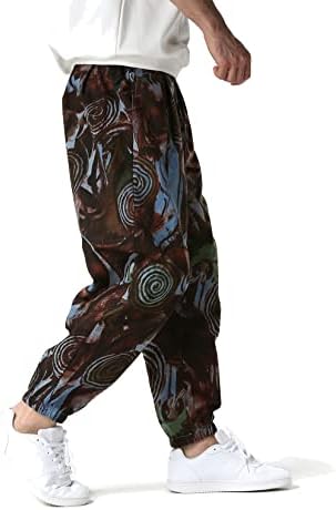 Lucmatton Men's Casual Retro Style Padrive Print Palnts com cintura elástica