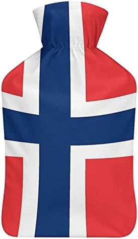 Bandeira da bolsa de água quente da Noruega com tampa 1L de injeção de borracha garrafas de água quente para proteção a frio de mão
