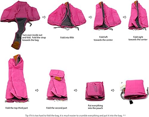 Ecojeannie 1 pacote de nylon Ripstop Saco de compras reutilizáveis ​​dobráveis ​​com bolsa e bolso interno, cordão de tração