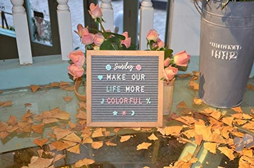 G Gamit Felt Letter Board Message Board 10x10inch com Stand, pré-cortada e classificada 805pcs White, azul e rosa letras+semanas e