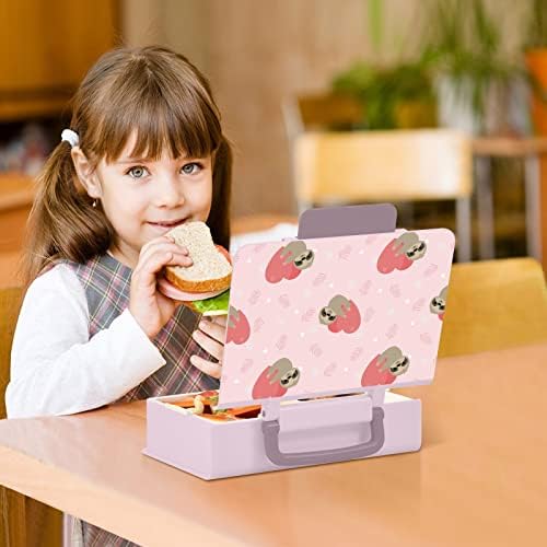 Susiyo fofo preguiçosa segurar o coração vermelho textura rosa Bento Box Lunch Boites Recipientes com 3 compartimentos para adultos