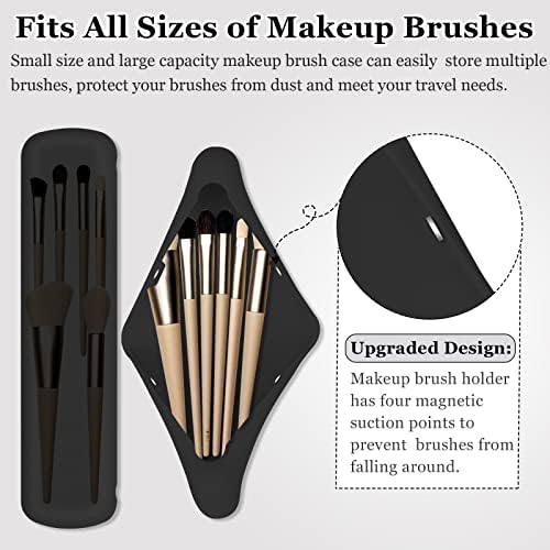 Silicone Travel Makeup Brush Solder, Magnetic Trendy Portable Makeup Brush Cosmético Bolsa organizadora para mulheres meninas,
