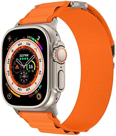 Loop alpino WKC Compatível com Apple Watch Band 42mm 44mm 45mm 49mm, loop alpino robusto de nylon têxteis com metal compatível com g -hook para Apple Watch Ultra/se/série 8/7/6/5/4/3/2/1/1 laranja laranja