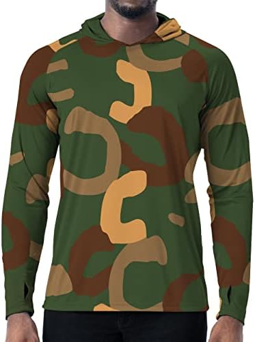 Camisas de camuflagem de manga longa masculinas UPF 50+ Proteção solar Capuz leve camisetas de pesca Rashguard para corrida tática