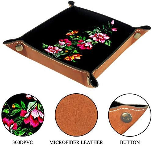 Caixa de armazenamento de mesa de couro de microfibra de floral de floral preto de Black Floral