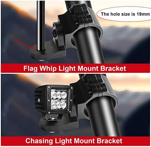 YiUiy Utv Whip Light Mount 1,65 - 1,88 Bandeira da bandeira da barra de luz Suporte de grampo 360 °, gaiola de rolo de suporte