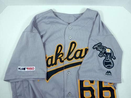 2019 Oakland A's Athletics Ryan Dull 66 Jogo emitiu Grey Jersey 150 P - Jogo usou camisas MLB
