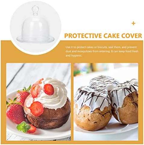 Mini cupcakes genéricos Mini cupcake com tampa de cúpula de vidro, 3 bolos de bolo recipientes de doces de prato de servidor transparente,