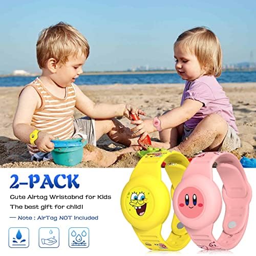 Pulseira de airtag à prova d'água de 2pack para crianças, porta -ar -que etiqueta de ar fofo Kids Air Tag Holder Compatível