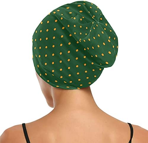Skull Cap boné Sleep Work Hat chapéu de capô para mulheres Polinhas Polinhas Primavera de Natal Ano Novo Inverno Amarelo Capinho do sono Green Trabalho Hair Headwear