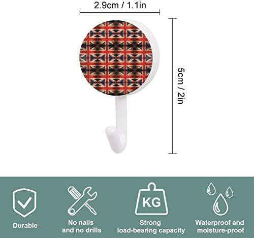 Ganchos de parede de bandeira britânica ganchos de plástico redondos ganchos adesivos duráveis ​​para banheiro de cozinha 10 pacote