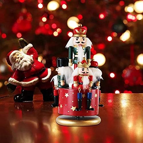 Xjjzs Wood Christmas Music Box Pinewood Nutcracker Soldier Music Box Decoration Puppet Desktop Ornament Christmas Birthday