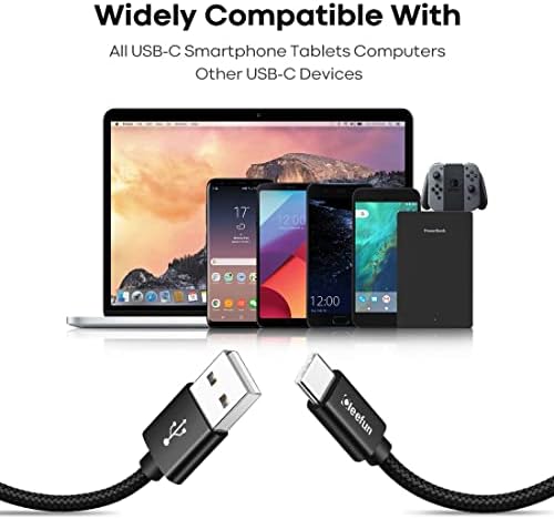 CABO CLEEFUN de 20 pés de comprimento USB tipo C, USB A 2.0 TO USB C CABO NYLON CABELA CHARGER SHEPATÍVEL COM SAMSUNG Galaxy Note, L-G, Moto, Pixel, Switch & More USB C Smartphone, tablet