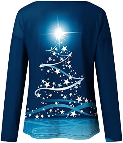 Roupas de inverno anniya para mulheres escapam pescoço Feliz Natal Tshirts Push-up Push-up Sweaters de Natal relaxados para mulheres