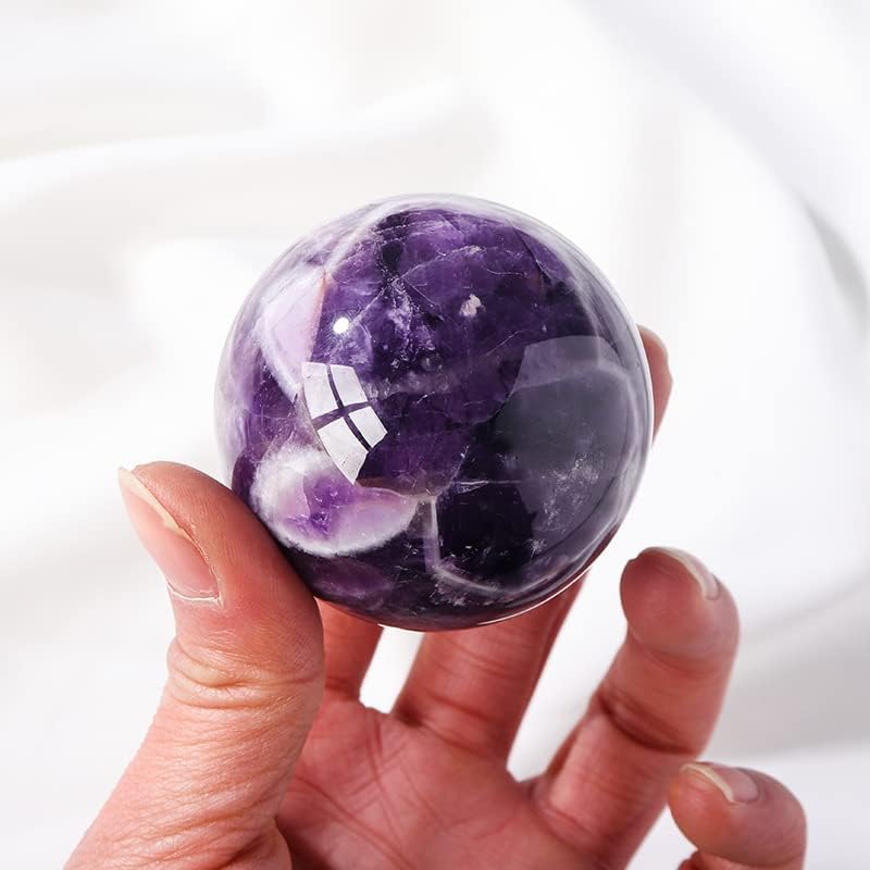 Manhai 1pc 200g/300g/500g de quartzo natural sonho de cristal ametha cura de bola de ametista esfera de cristal reiki bola de cristal bola de pedras preciosas com suporte