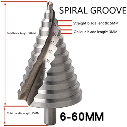 XMeifeits Etapa Droca de 6-60mm Pagoda Pagoda Drill Drill Spiral multifuncional Ferrilha Twist Drill Tool Tool Spiral Groove