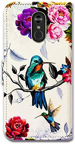 Caixa de carteira BCOV LG Stylo 4, LG Stylo 4 Plus Case, Hummingbird em Flowers Multifunction Cheather Caso Capa Flipe com Slots