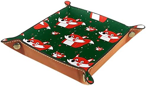 Bandejas de mesa do escritório de Tacameng, fox fox Feliz Natal, bandeja de manobrista de couro caixas de sorda