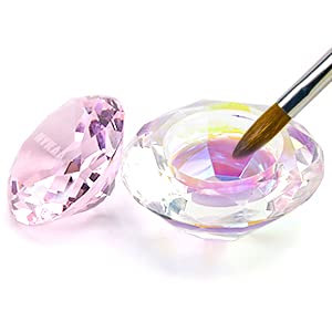 Nykaa 1pc colorido prato dappen, prato de cristal dappen com tampa de pedras preciosas para segurar a decoração de unhas de acrílico líquido de acrílico, capacidade: 13 ml, nc002- rosa
