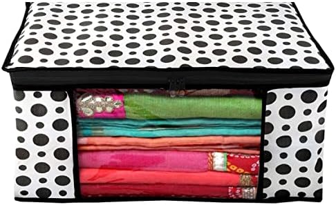 Conjunto BTOS de 6 capas de saree dobráveis ​​impressas / saco de armazenamento de roupas / organizador de guarda -roupa com janela e zip transparente para lehenga, terno, vestido e acessórios