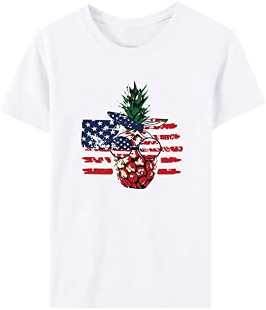 NOPO Womens American Flags Basic Top Fashion Summer Summer Cottleirt Camiseta ao ar livre Camisa de festa de festas soltas Blusa de manga curta