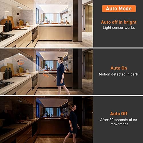 Luzes de armário LED para cozinha, sensor de movimento de bateria 30LED recarregável sob luzes de armário para gabinete,
